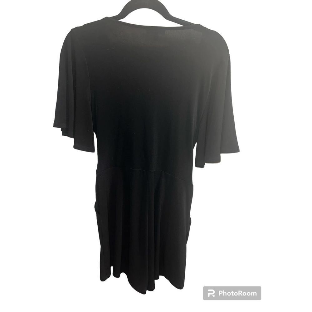 Express Flutter Sleeve Black Button Down Belted R… - image 3